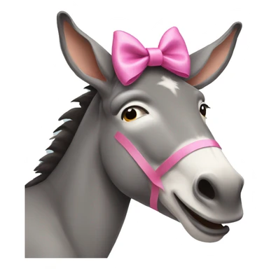 donkey smiling with a pink bow on its ear sticker