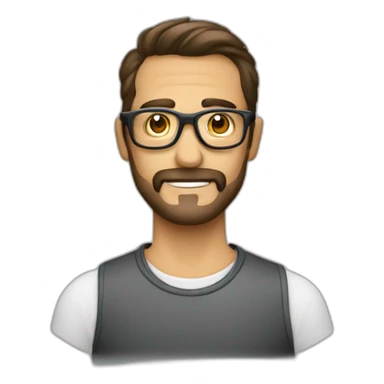 Hombre delgado, cansó semis oduldo con gafas sticker