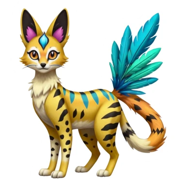 Colorful Meloetta-Sergal-Serval-Genet-Pokémon-Digimon-Fakémon-fusion-hybrid-creature sticker