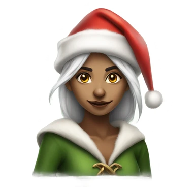rogue female elf fantasy wearing santa hat sticker