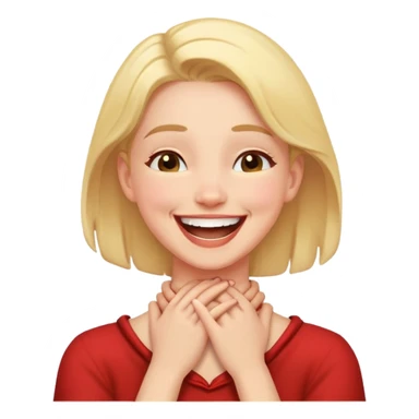 girl with hands across neck laughing  sticker