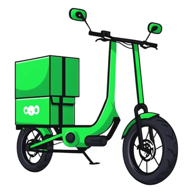Robust Chinese Monster e-bike for food delivery with insulated food box, chunky tires, large battery sticker