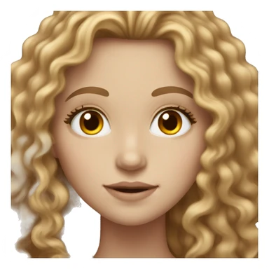 White Girl with long curly light brown hair and hazel eyes color sticker