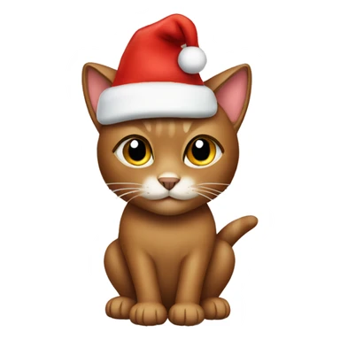 brown cat with a christmas hat  sticker