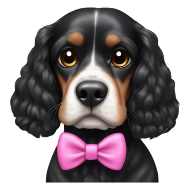 black cocker english dog with pink bow  sticker