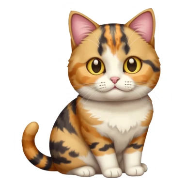 full body calico tabby cat with tiny head and fat body sticker