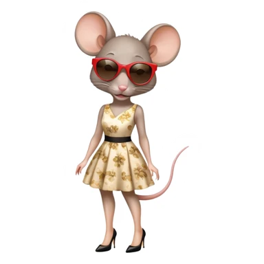 rat wearing mini dress high heels and sunglasses  sticker