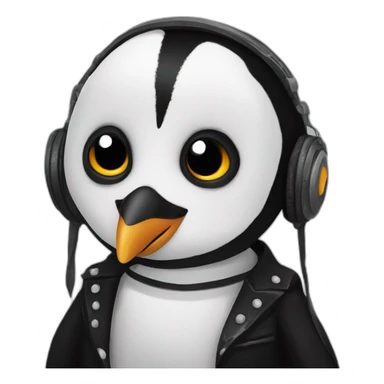 penguin painted as black metal band player sticker