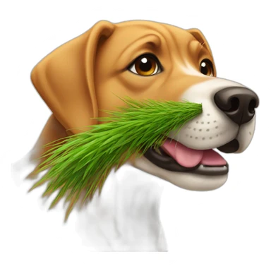 dog with grass in mouth sticker