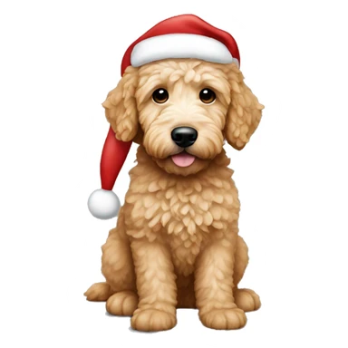 mini golden doodle with santa hat  sticker