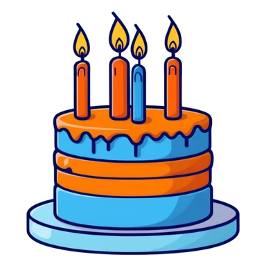 a blue cake with candles sticker
