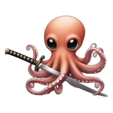 octopus holding a katana sticker