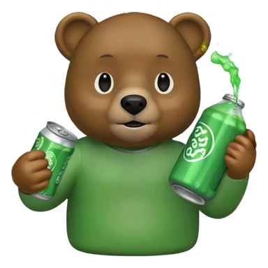 bear with a coke and the coke is in green colour sticker