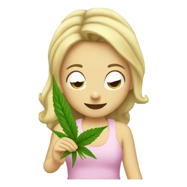 Girl smocking marijuana and saying hello sticker