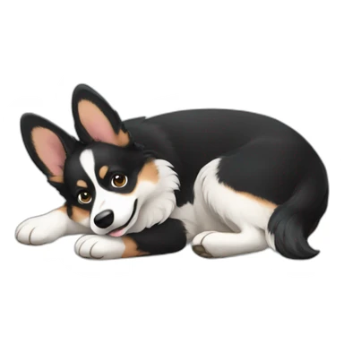 black corgi lying sticker