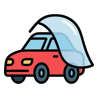 modern colorful icon of a car covered with a transparent protective film sticker