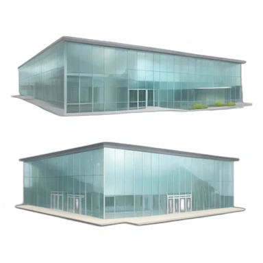 Modern school with old building in the right, a new glass building foyer in the middle and another new building of the left. sticker