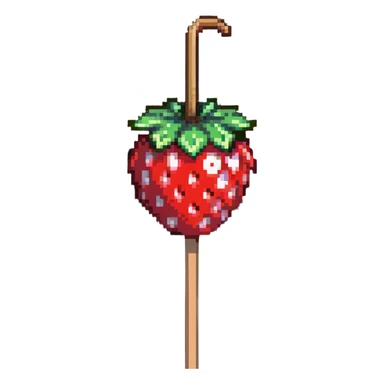 strawberry tanghulu on a wooden stick with shiny sugar coating sticker