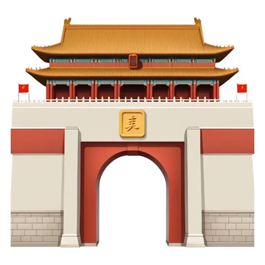 Tiananmen Square gate, Beijing, Chinese architecture, travel illustration sticker