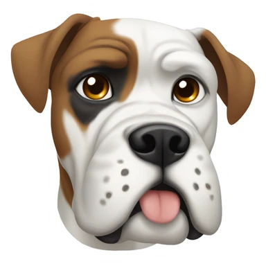 White boxer dog with one brown eye patch  sticker