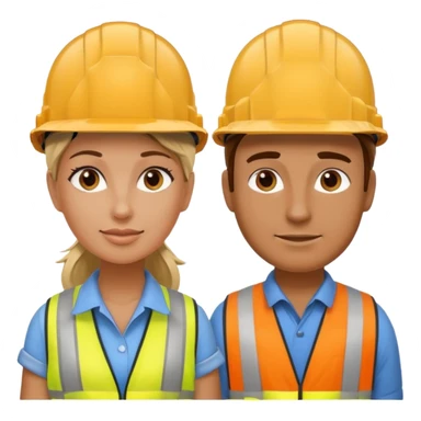 me haces una mujer y un hombre vestidos como constructores de obra sticker