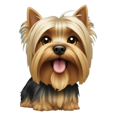 Yorkshire terrier with a haircut and a closed mouth sticker