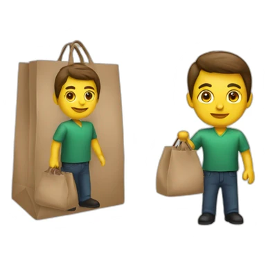 employee with a bag sticker