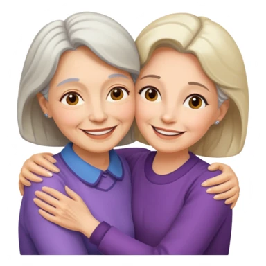 Abrazo de Madre de 70 años y hija sticker