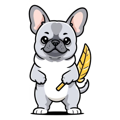 Grey French bulldog dusting  sticker