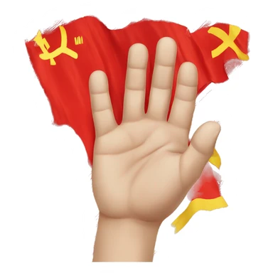 hand with soviet flag sticker