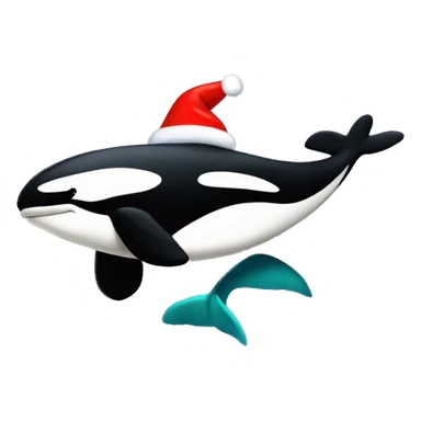 Orca with Christmas hat and a scarf swimming sticker