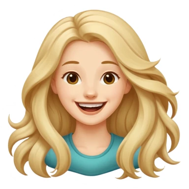 Young woman cheerfully laughing  beautifully long hair , cartoon style  sticker