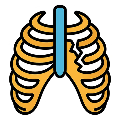 color outline icon of a broken ribcage sticker