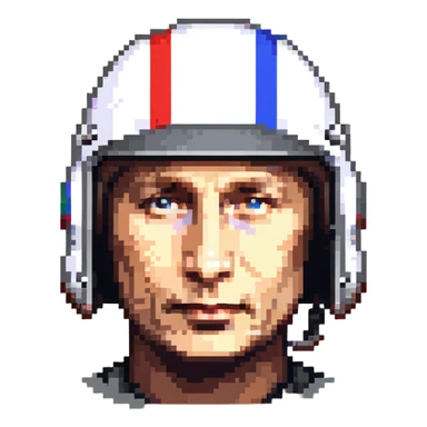 Vladimir Putin wearing a helmet sticker