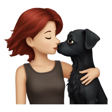 Dark-red-haired girl kiss her Black-Maltese-Black-dog sticker