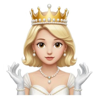 Blonde Elegant blonde princess with white gloves and pearl necklace, wearing crown.
 sticker