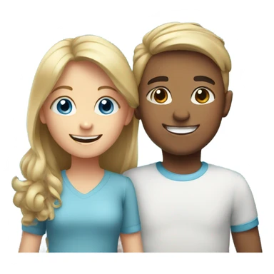 happy girl and boy indoors, girl blue eyes  sticker