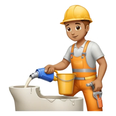 Construction guy pouring white concrete sticker