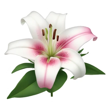 cute white and pink lily flower  sticker