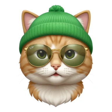 cat wearing a green beanie and ray ban sunglasses sticker
