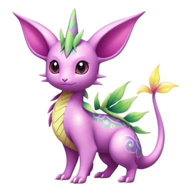 Shiny Exotic Cute Adorable Majestic Ethereal Sparkly Flygon-Espeon-Meganium-Shaymin-Hybrid-Creature with pattern-markings sticker