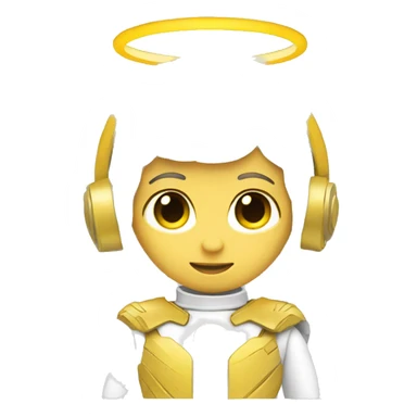 White and yellow angel with gear halo sticker