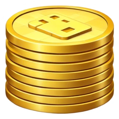 Clash of Clans aesthetic: Cinematic Playful Pixel 3D Coin Stack Portrait Emoji, rendered in a 3D vector-style similar to standard emojis with minimal shading and bold, simplified shapes. A compact, distinct form with signature details, softly glowing with a pixelated adventure charm. Simplified yet unmistakably iconic, highly detailed and consistent, glowing with a soft radiance and high shine. Stylized with a touch of classic pixel-art charm and a soft glowing outline, capturing the essence of a beloved gaming relic with a friendly, playful manner! sticker