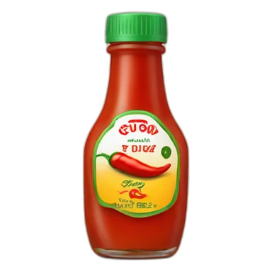 Bottle of hot sauce with picture of a red chili on the front sticker