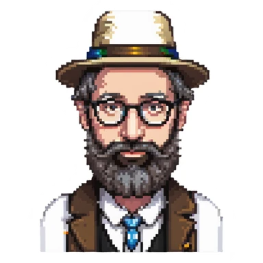 Jewish rabbi with beard, hat, and glasses sticker