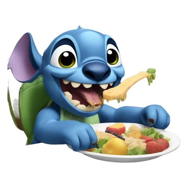 Stitch eating lunch  sticker