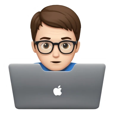 nerdy guy at a laptop with focused expression sticker