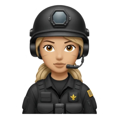 female special operations communications operator with combat gear in black sticker