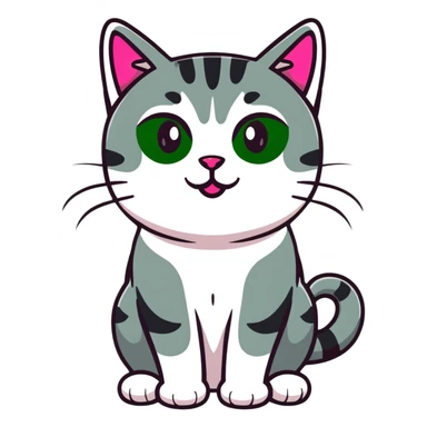Gray tabby with pink nose and green eyes sticker