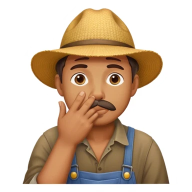 Agriculteur qui hésite avec main sur la bouche sticker